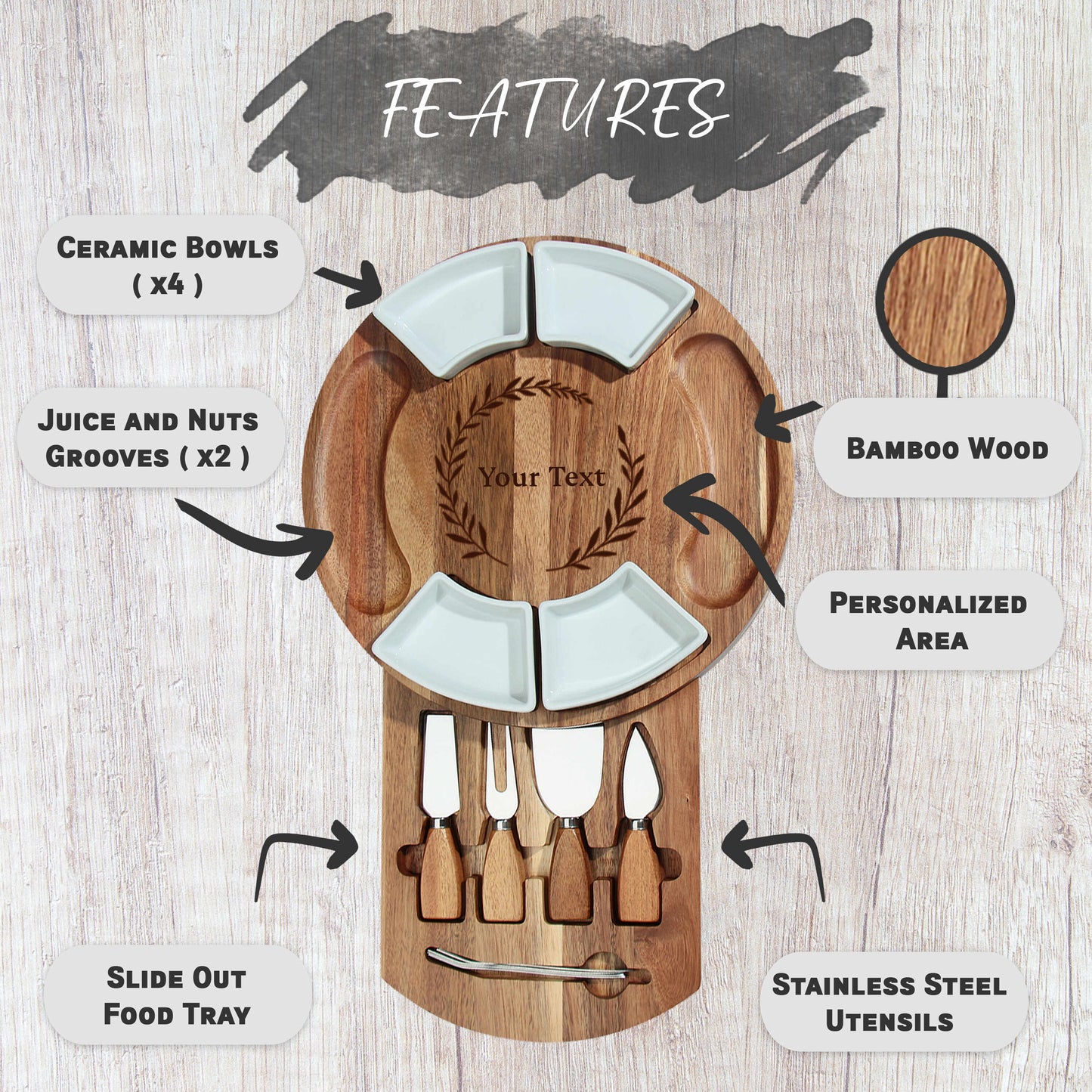 Personalized Acacia Charcuterie Board